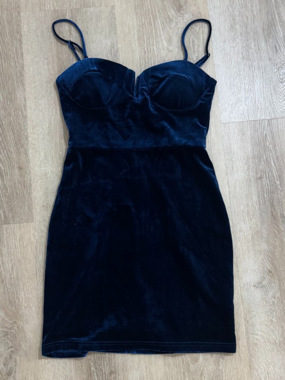 Lulus Navy Blue Velvet Mini Dress Strappy Bustier Cocktail Party Size S